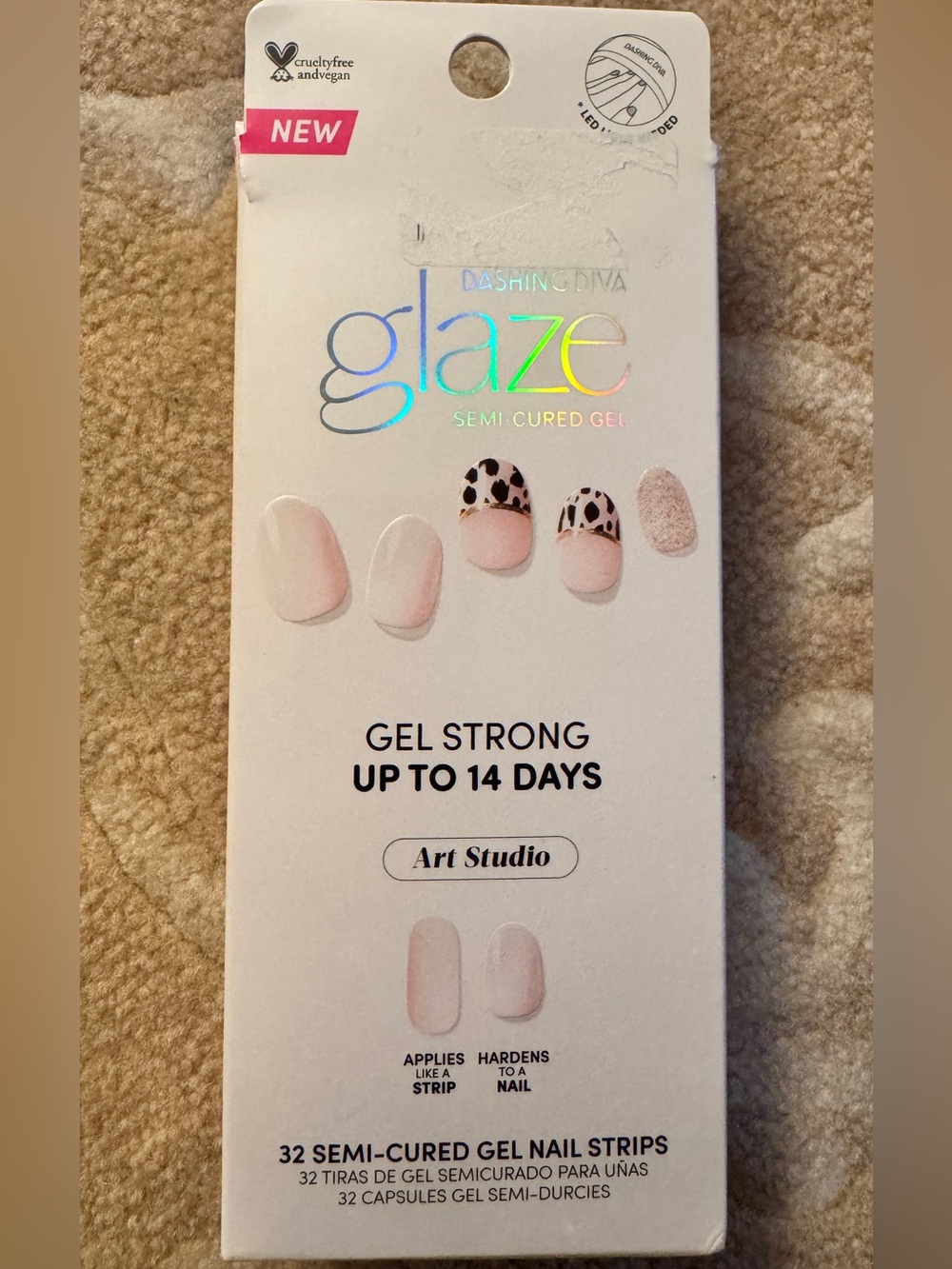 NIB Dashing Diva Glaze Semi-Cured Gel Nail Strips “Art Studio” 32 Strips
